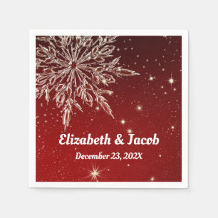 Elegant Snowflake in Red Wedding Napkins
