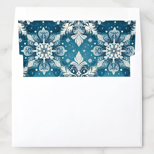 Elegant Snowflake Mandela on Deep Blue Background Envelope Liner (In Envelope)