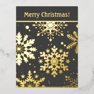 Elegant Snowflake Merry Christmas Foil Postcard