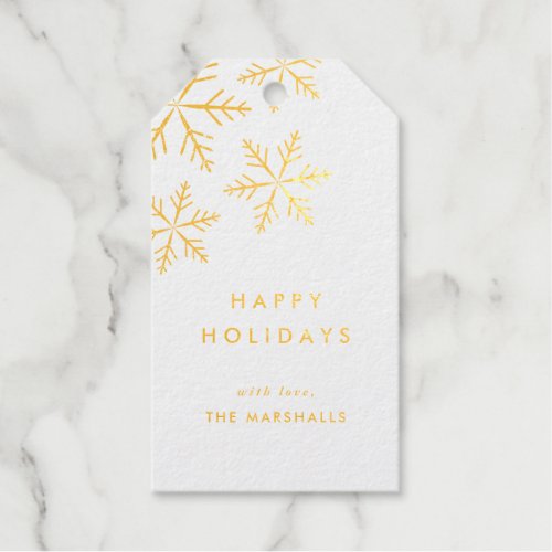 Elegant Snowflake  Modern Holiday Gold Foil Gift Tags