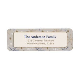 Elegant Snowflake Pattern Beige Label