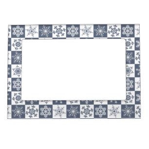 Elegant Snowflake Pattern Christmas Holiday Party Magnetic Frame