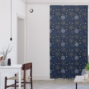 Elegant Snowflake Pattern Dark Blue Blackout Curtains