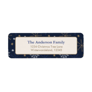 Elegant Snowflake Pattern Dark Blue Label