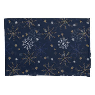 Elegant Snowflake Pattern Dark Blue Pillow Case