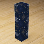 Elegant Snowflake Pattern Dark Blue Wine Box<br><div class="desc">A festive Holiday Christmas Snowflakes Pattern Design by Petra Lang :: art-by-lang.at ::</div>