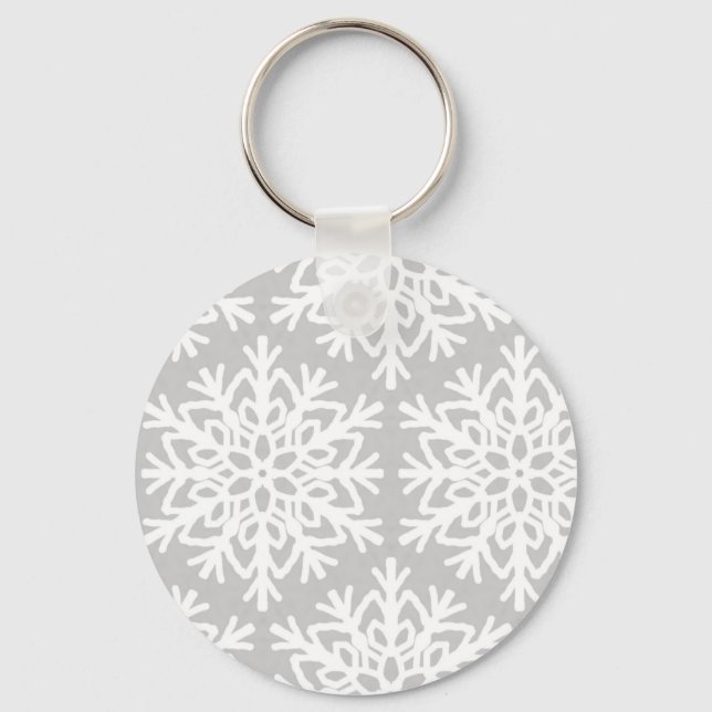 Elegant Snowflake Pattern Keychain (Front)