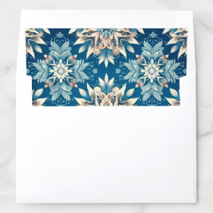 Elegant Snowflake Pattern on Deep Blue Background Envelope Liner