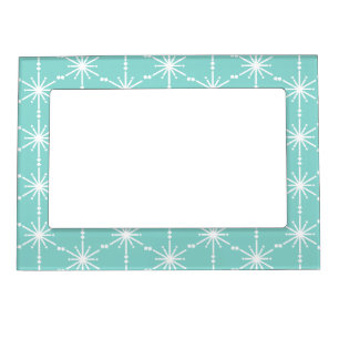 Elegant Snowflake Patterned Aqua Blue Christmas Magnetic Frame