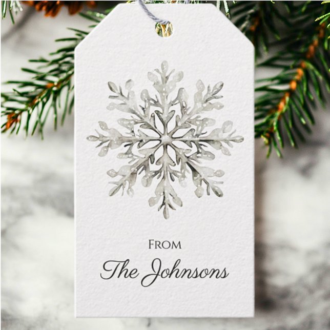 Elegant Snowflake Personalized Christmas Gift Tags (Creator Uploaded)