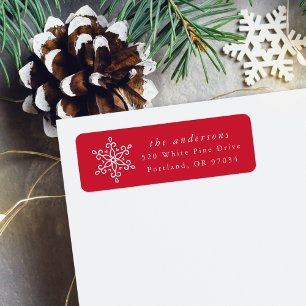 Elegant Snowflake Red Holiday Return Address Label