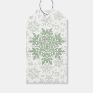 Elegant Snowflake (Sage Pine - White) Gift Tags