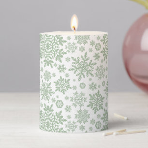 Elegant Snowflake (Sage Pine - White) Pillar Candle