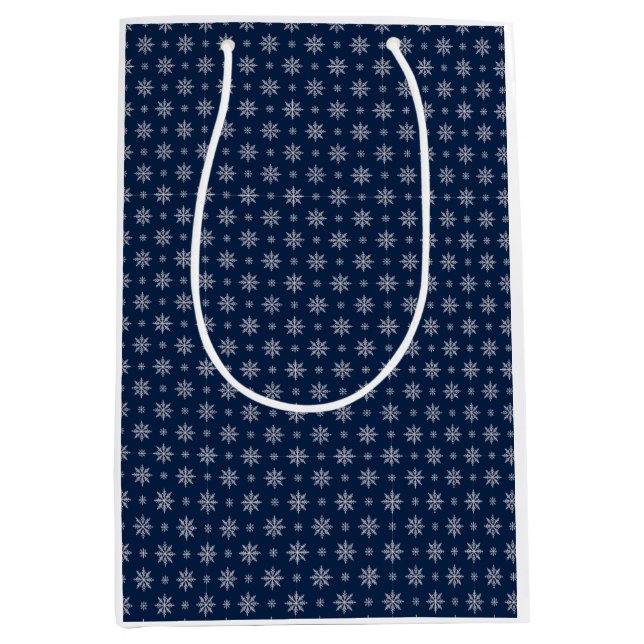 Elegant Snowflake Seamless Blue Pattern Medium Gift Bag (Front)