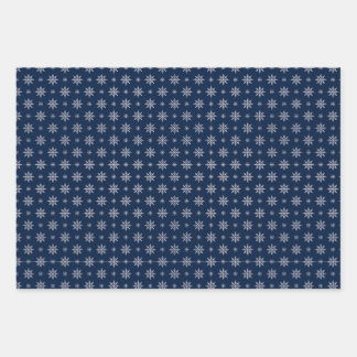 Elegant Snowflake Seamless Blue Pattern Wrapping Paper Sheets
