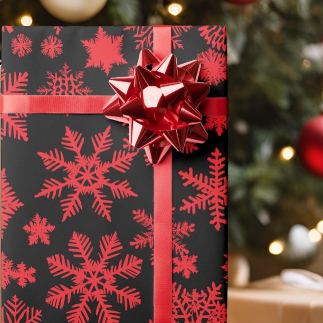 Elegant Snowflake Silhouette Customizable Gift Wrapping Paper (Creator Uploaded)