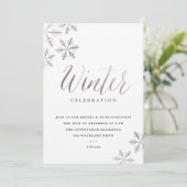 Elegant Snowflake silver winter party Invitation (Standing Front)