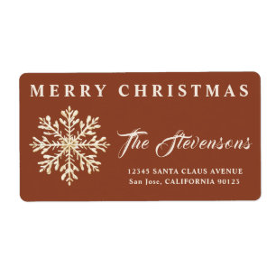 Elegant Snowflake Terracotta Return Address Label