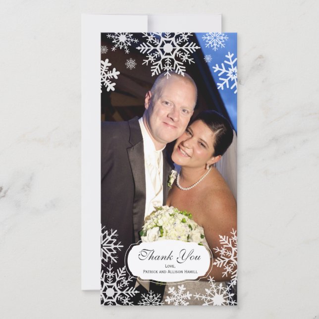Elegant Snowflake Wedding Thank You (Front)