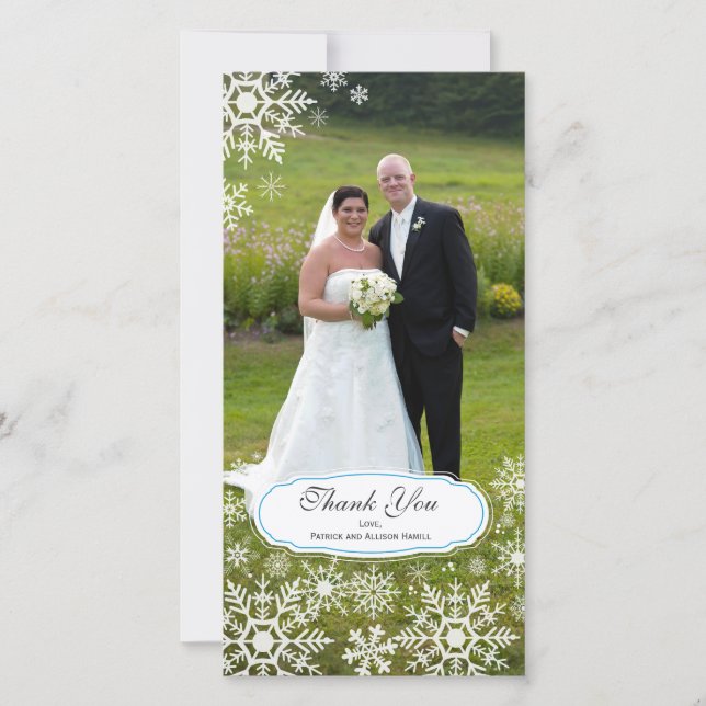 Elegant Snowflake Wedding Thank You Card (Front)