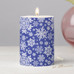 Elegant Snowflake (White - Midnight) Pillar Candle