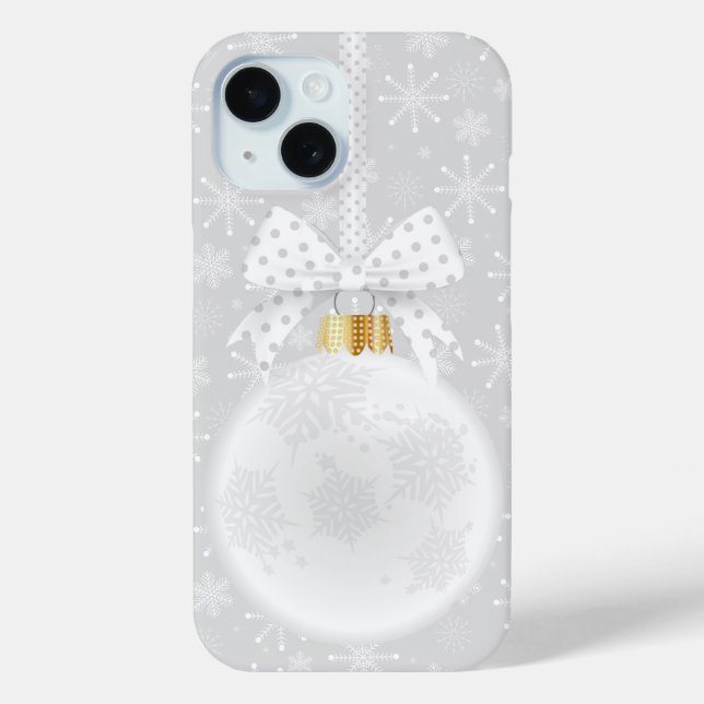 Elegant Snowflake White Ornament Christmas Case-Mate iPhone Case (Back)