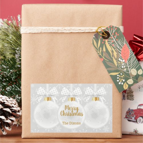 Elegant Snowflake White Ornament Christmas Rectangular Sticker