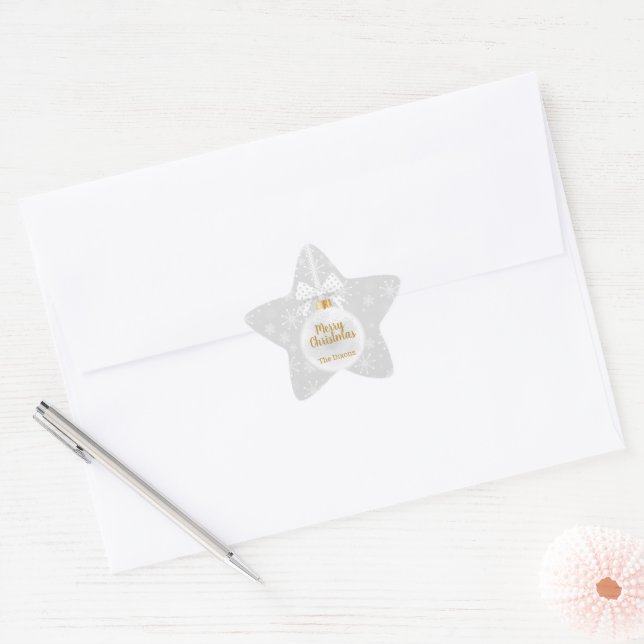 Elegant Snowflake White Ornament Christmas Star Sticker (Envelope)