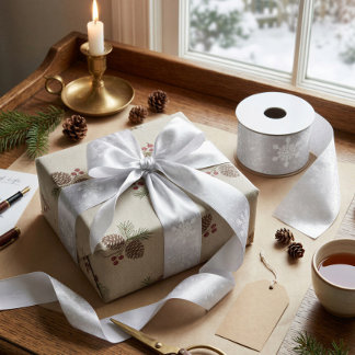 Elegant Snowflake Winter Christmas Ribbon
