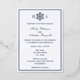 Elegant Snowflake Winter Theme Wedding Invitation