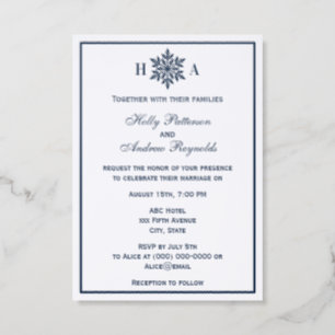 Elegant Snowflake Winter Theme Wedding Invitation