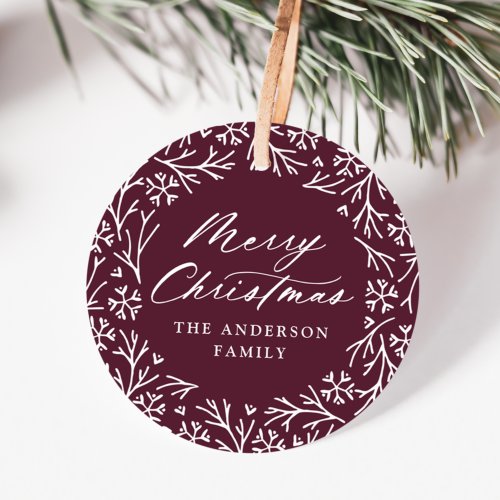 Elegant Snowflake Wreath Berry Christmas Gift Tags