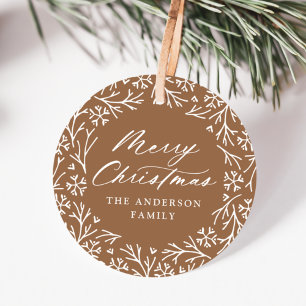 Elegant Snowflake Wreath Gingerbread Christmas Favor Tags