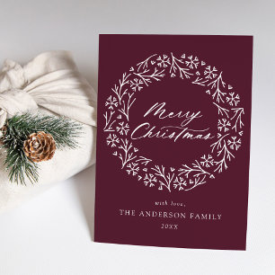 Elegant Snowflake Wreath Purple Non-Photo Holiday Card