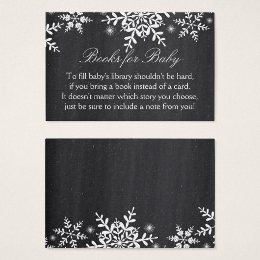Elegant Snowflakes Baby Shower Bring a Book Card (Front & Back)