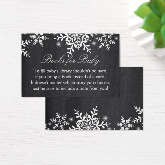 Elegant Snowflakes Baby Shower Bring a Book Card (Desk)