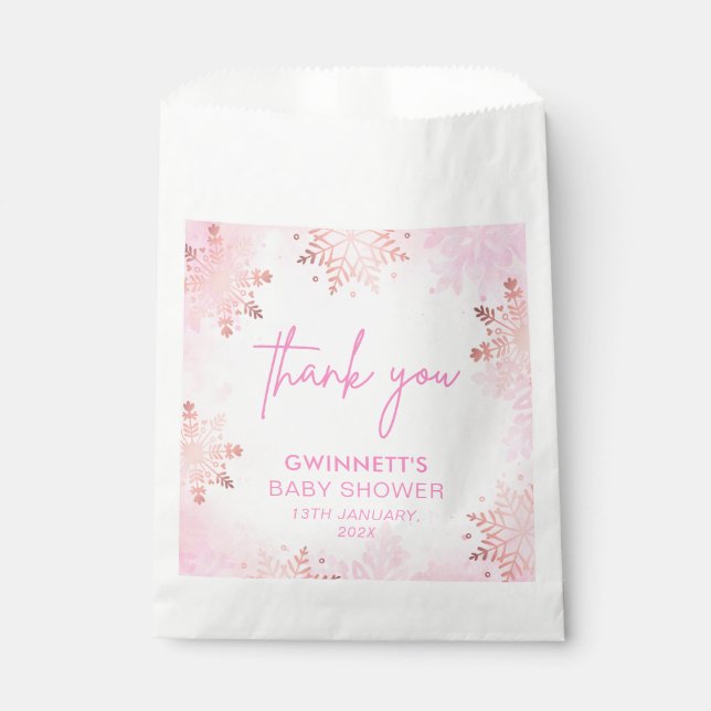 Elegant Snowflakes Baby Shower  Favor Bag (Front)