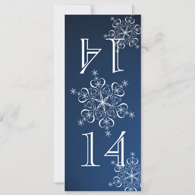 Elegant Snowflakes Blue Table Number (Front)