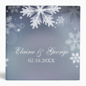 Elegant snowflakes Blue winter Wedding Planner Binder (Front)