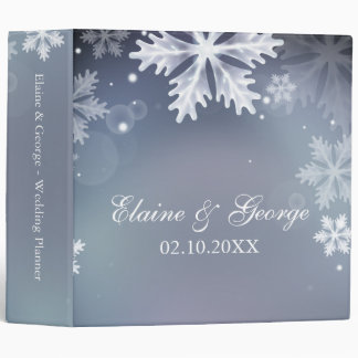 Elegant snowflakes Blue winter Wedding Planner Binder
