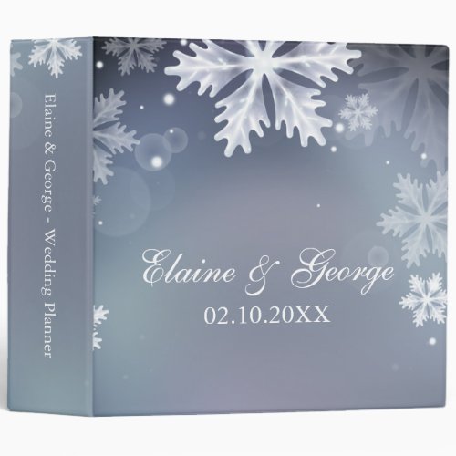 Elegant snowflakes Blue winter Wedding Planner Binder