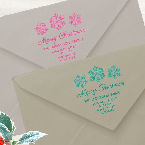 Elegant Snowflakes Christmas Chic Return Address Self_inking Stamp