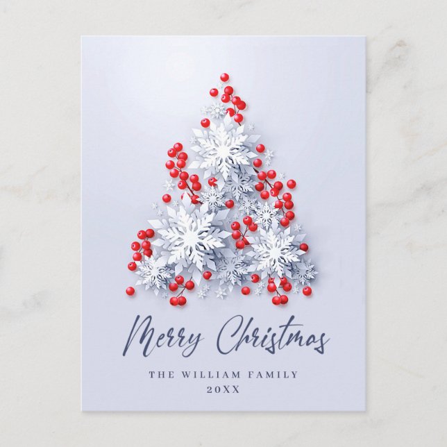 Elegant Snowflakes Christmas Greeting Holiday Postcard (Front)