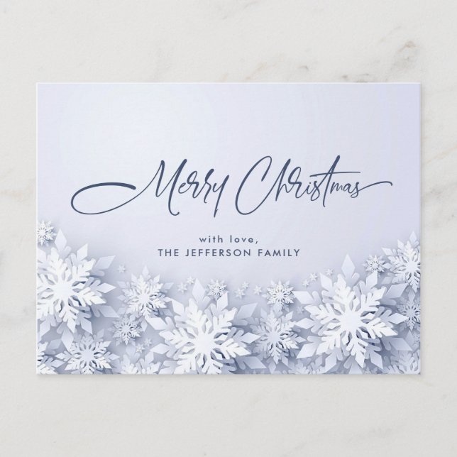 Elegant Snowflakes Christmas Holiday Greeting Postcard (Front)