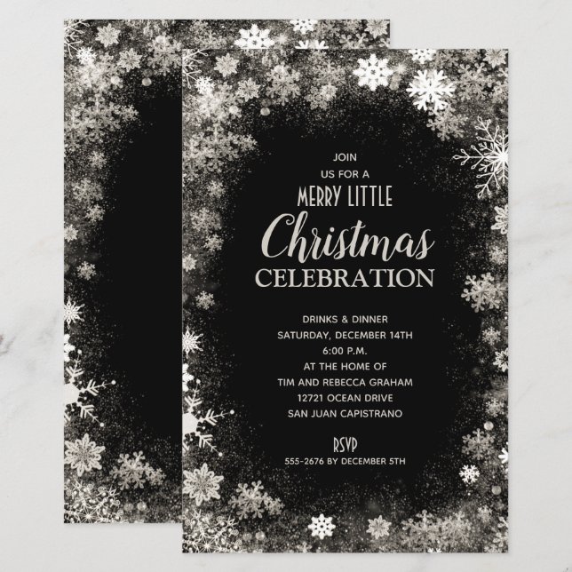 Elegant Snowflakes Christmas Holiday Invitations (Front/Back)