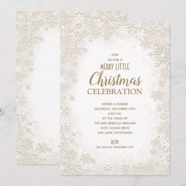 Elegant Snowflakes Christmas Holiday Invitations (Front/Back)