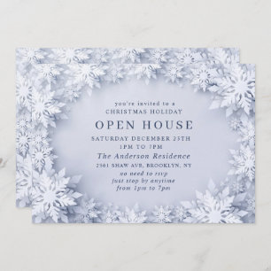 Elegant Snowflakes Christmas HOLIDAY Open House Invitation
