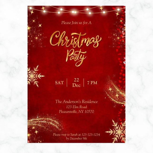 Elegant Snowflakes Christmas Holiday Party Invitation (Creator Uploaded)