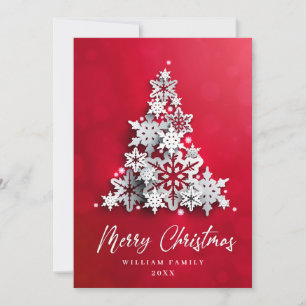 Elegant Snowflakes Christmas Tree Greeting Holiday Card