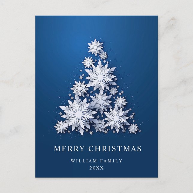 Elegant Snowflakes Christmas Tree Greeting Holiday Postcard (Front)